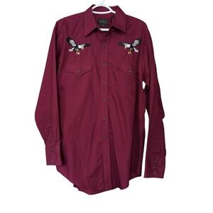 High Noon Vintage Men's M Western American Eagle Pearl Snap Button Shirt Cowboy